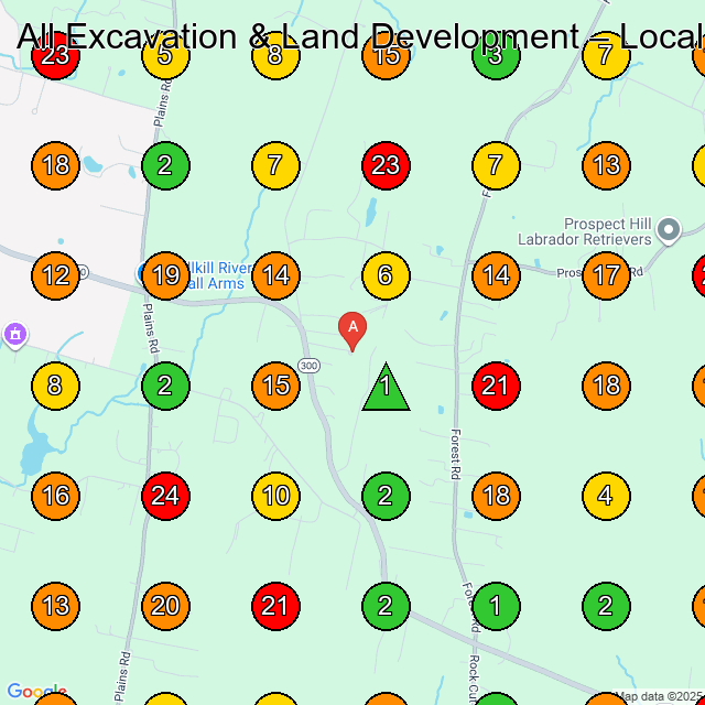 All Excavation & Land Development Excavating Contractor GeoGrid ranking map for Wallkill NY